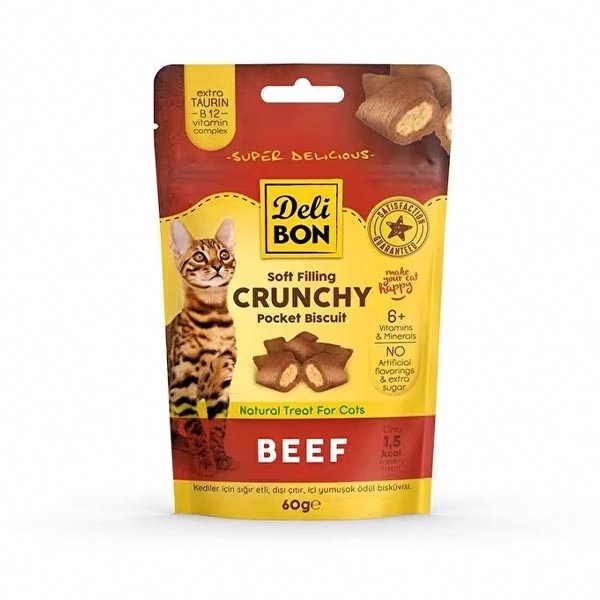 Delibon Crunchy İçi Dolgulu Sığır Etli Kedi Ödülü 60gr - 1
