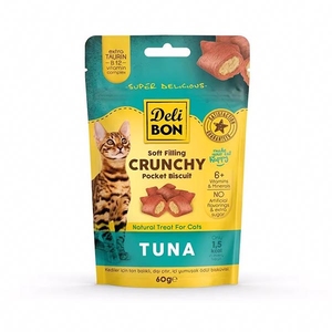 Delibon Crunchy İçi Dolgulu Tuna Balıklı Kedi Ödül Bisküvisi 60 g - 1