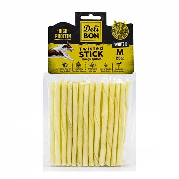 DELİBON DERİ BURGU ÇUBUK ORTA BOY 25Lİ PAKET BEYAZ KALIN - 1