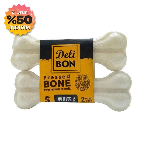 Delibon Deri Pres Çiğneme Kemiği 12Cm S Boy 2'Li Beyaz Paket - 1