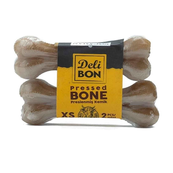 Delibon Deri Pres Çiğneme Kemiği 7 Cm Xs Boy 2'li Naturel Paket - 1