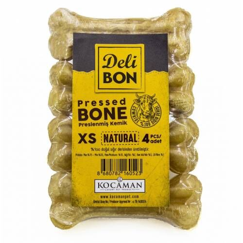 Delibon Deri Köpek Ödül Maması xs Pres Kemik 4&prime;lü 7cm Natural - 1