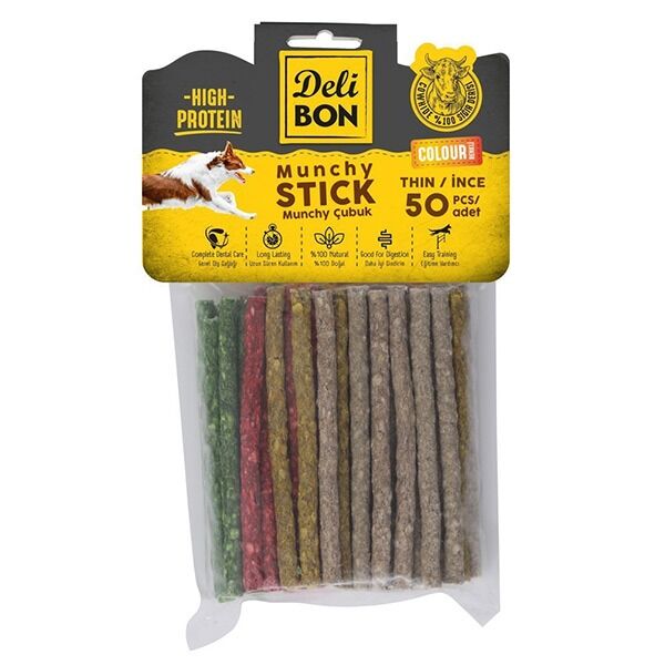 Delibon Munchy Çubuk Doğal Köpek Çiğneme Ödülü İnce 50 Adet - 1