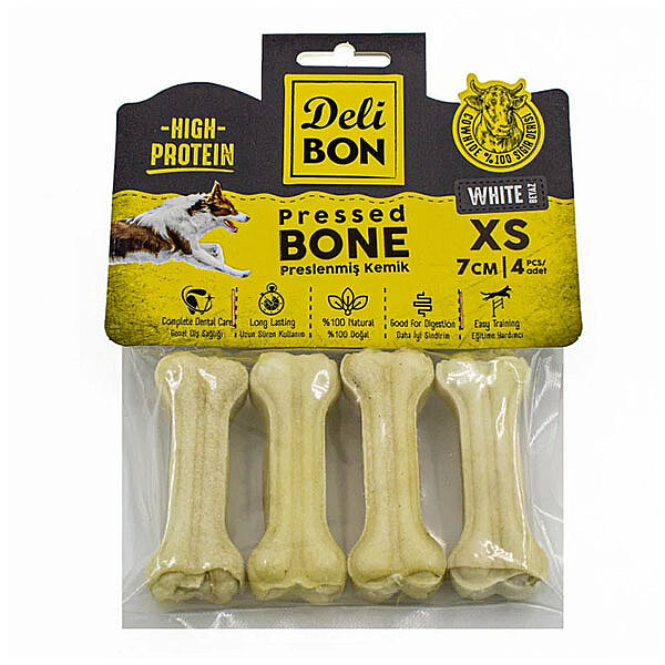 Delibon Kemik Doğal Köpek Çiğneme Ödülü 7cm 8 Adet - Beyaz - 1