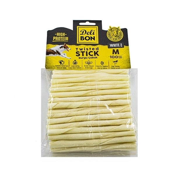 Delibon Köpek Ödül Kemiği Burgu Çubuk Orta 100 Ad Beyaz - 1