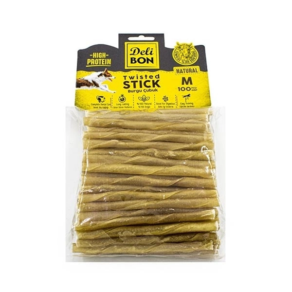 Delibon Köpek Ödül Kemiği Burgu Çubuk Orta 100 Ad Naturel - 1