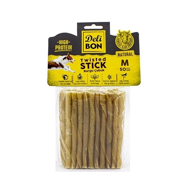 Delibon Köpek Ödül Kemiği Burgu Çubuk Orta 50 Ad Naturel - 1