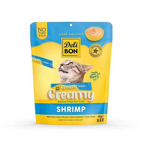 Delibon Krema Karidesli Sıvı Kedi Ödülü 15 g x 32 Adet - 1