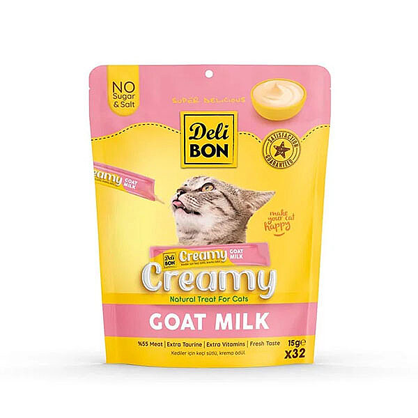 Delibon Krema Keçi Sütlü Sıvı Kedi Ödülü 15 g x 32 Adet - 1