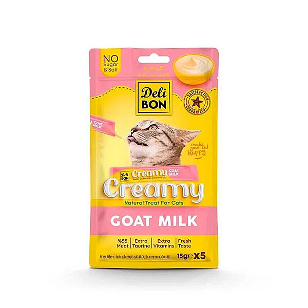 Delibon Krema Keçi Sütlü Sıvı Kedi Ödülü 15 g x 5 Adet - 1