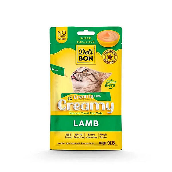Delibon Krema Kuzu Etli Sıvı Kedi Ödülü 15 g x 5 Adet