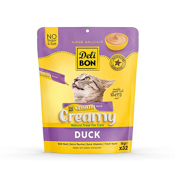 Delibon Krema Ördekli Sıvı Kedi Ödülü 15 g x 32 Adet - 1