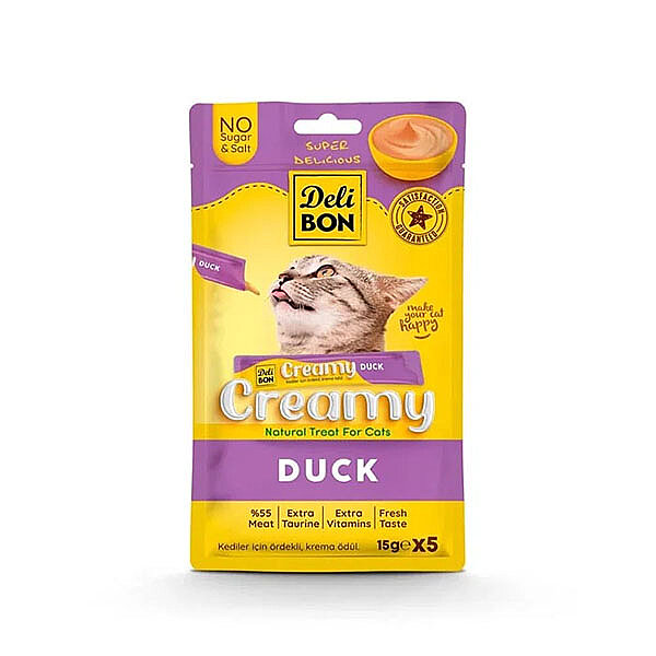 Delibon Krema Ördekli Sıvı Kedi Ödülü 15 g x 5 Adet - 1