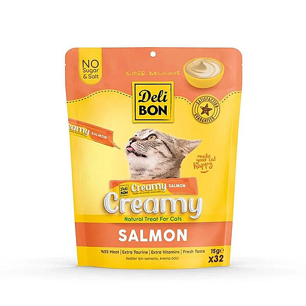 Delibon Krema Somon Balıklı Sıvı Kedi Ödülü 15 g x 32 Adet