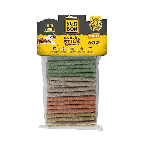 Delibon Munchy Çubuk Doğal Köpek Çiğneme Ödülü Kalın 60 Adet - 1