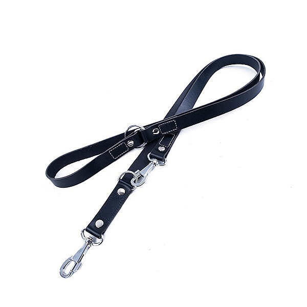 Doggie Deri Eğitim Köpek Gezdirme Kayışı 2.5x120-200cm (Siyah) - 1