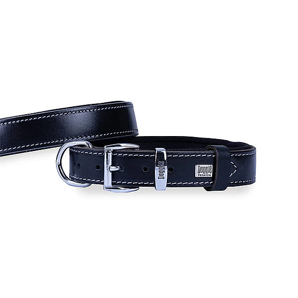 Doggie Deri Köpek Tasması 2.5x37-45cm (Siyah) - 2