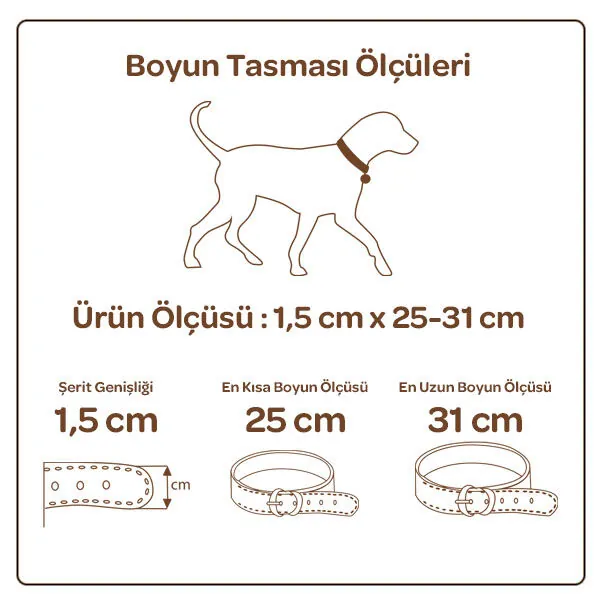 Doggie Dokuma Softlu Sade Köpek Boyun Tasması (1,5cm x 25-31cm -DSBT-1510 M) - 3