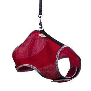 DOGGİE HAVALI DOKUMA KEDİ GÖĞÜS & GEZDİRME TAKIMI KIRMIZI 1,5X30-40CM