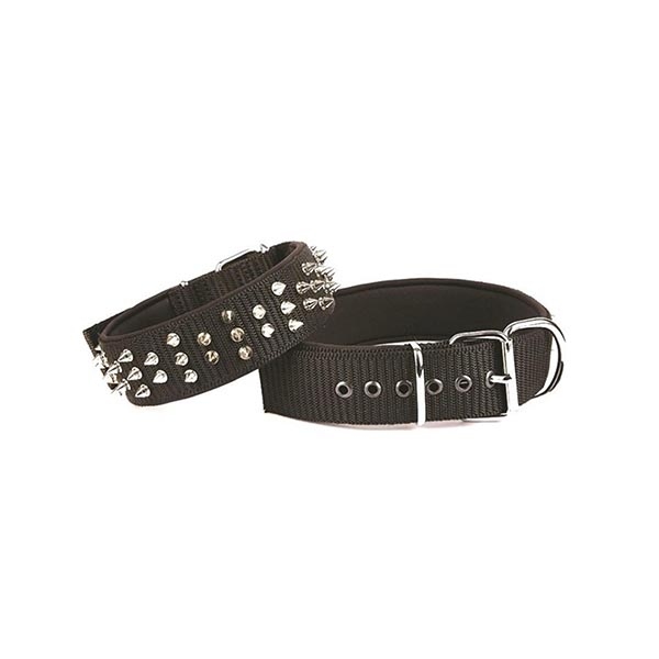 DOGGİE KONFOR DOKUMA BOL ÇİVİLİ BOYUN TASMASI SİYAH 5X60-70CM - 1