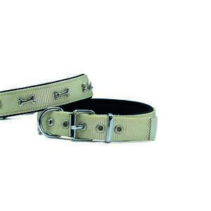 DOGGİE KONFOR DOKUMA KEMİKLİ BOYUN TASMASI HAKİ 2,5X37-45CM