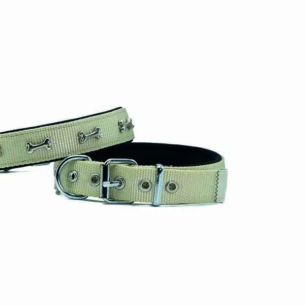 DOGGİE KONFOR DOKUMA KEMİKLİ BOYUN TASMASI HAKİ 2,5X37-45CM - 1