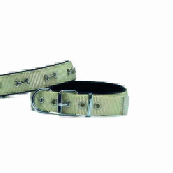 DOGGİE KONFOR DOKUMA KEMİKLİ BOYUN TASMASI HAKİ 2,5X42-50CM - 1