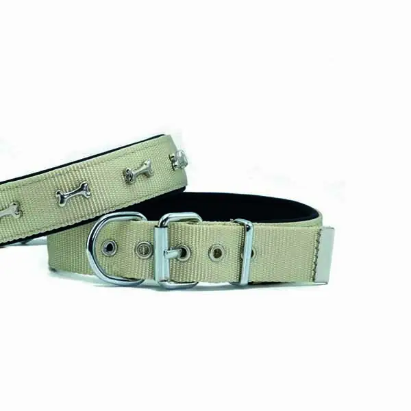 DOGGİE KONFOR DOKUMA KEMİKLİ BOYUN TASMASI HAKİ 3X42-50CM - 1