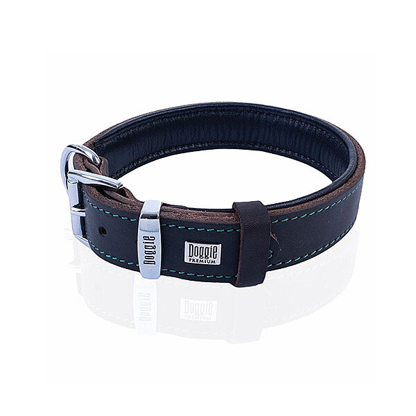 Doggie Yağlı Deri Köpek Tasması 3.5x52-60cm (Açık Kahve)