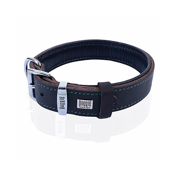 Doggie Yağlı Deri Köpek Tasması 4x52-60cm (Açık Kahve)
