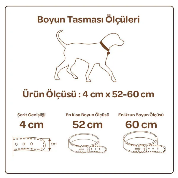 Doggie Yumuşak Doku Çivili Deri Boyun Tasması (4cm x 52-60cm - DSBT 4012) - 2
