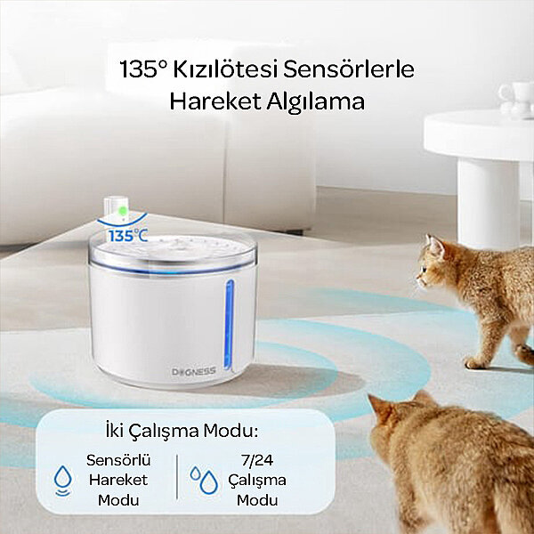 Dogness Sensörlü Akıllı Kedi ve Köpek Su Pınarı 2,2 L 21 x 17 cm (Beyaz)