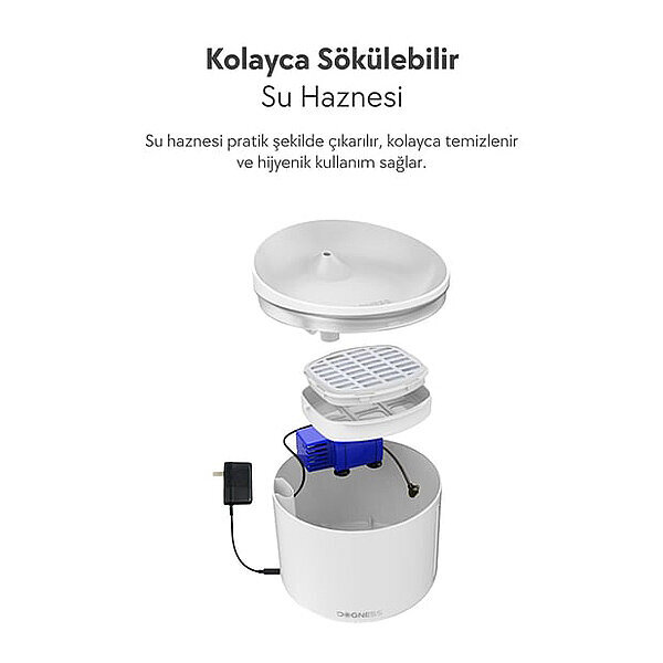 Dogness Akıllı Kedi ve Köpek Su Pınarı 1 L 14 x 13 cm (Beyaz) - 2