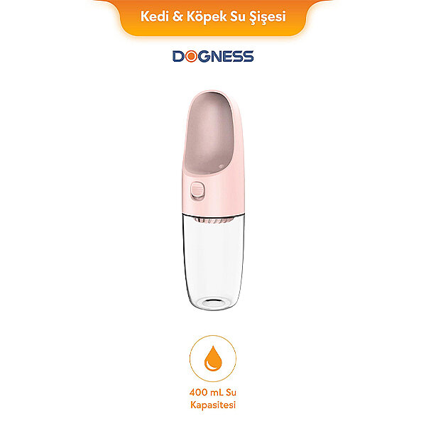 Dogness Kedi ve Köpek Seyahat Su Şişesi 400 ml (Pembe) - 1