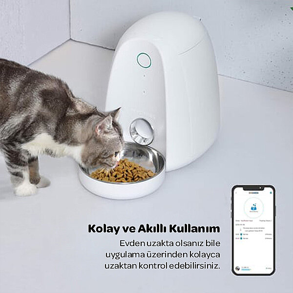 Dogness Wi-Fi Bağlantılı Mini Otomatik Kedi ve Köpek Mama Kabı 2 L - 5