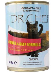 Dr Chef Sığır Etli ve Tavuklu Kedi Yaş Maması 415 GR