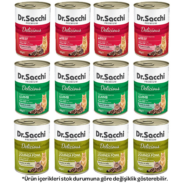 Dr. Sacchi Karışık Kedi Yaş Maması 400 gr X 12 Adet - 1