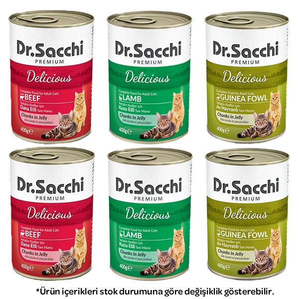 Dr. Sacchi Karışık Kedi Yaş Maması 400 gr X 6 Adet - 1