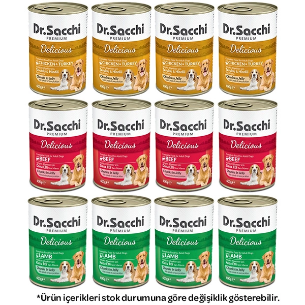 Dr. Sacchi Karışık Köpek Yaş Maması 400 gr X 12 Adet - 1