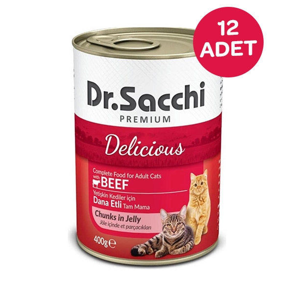 Dr. Sacchi Sığır Etli Kedi Konservesi 400 Gr x 12 Adet - 1