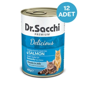 Dr. Sacchi Somonlu Kedi Konservesi 400 Gr x 12 Adet