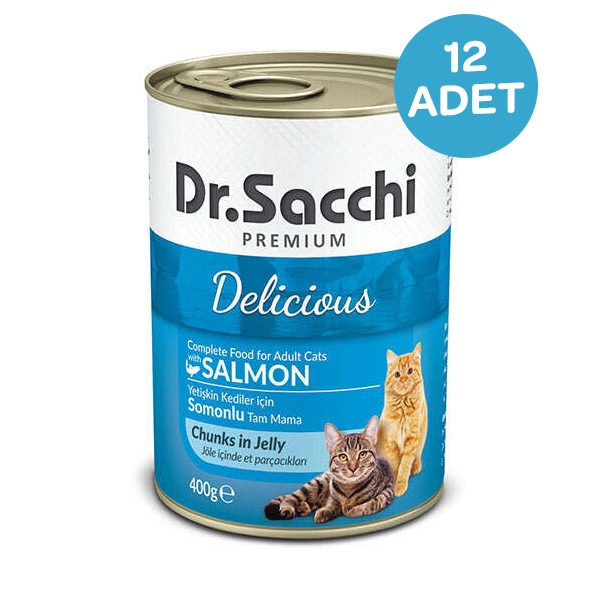 Dr. Sacchi Somonlu Kedi Konservesi 400 Gr x 12 Adet - 1