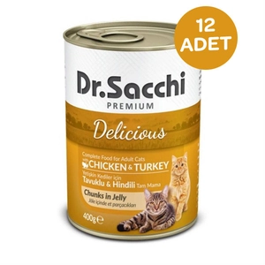 Dr. Sacchi Tavuk ve Hindili Kedi Konservesi 400 Gr x 12 Adet