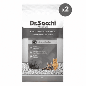 Dr.Sacchi Aktif Karbonlu Bentonit Kedi Kumu 10 Lt (2 Adet)