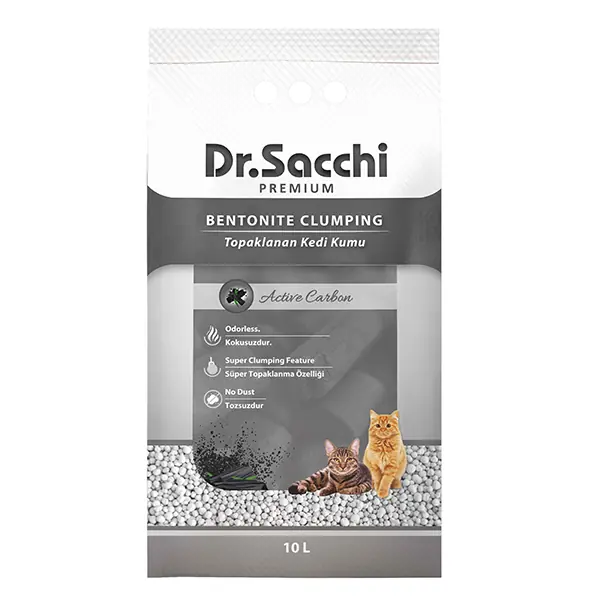Dr.Sacchi Aktif Karbonlu Bentonit Kedi Kumu 10 Lt - 1