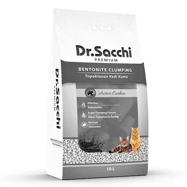 Dr.Sacchi Aktif Karbonlu Bentonit Kedi Kumu 10 Lt - 2