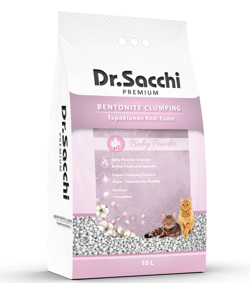 Dr.Sacchi Bebek Pudrası Kokulu Bentonit Kedi Kumu 10 Lt - 2