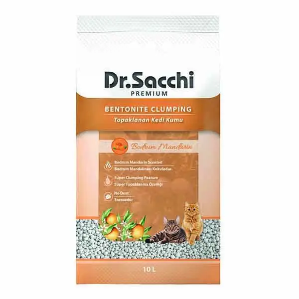Dr.Sacchi Bodrum Mandalinası Kokulu Bentonit Kedi Kumu 10 Lt - 1
