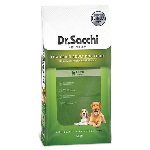 Dr.Sacchi Düşük Tahıllı Kuzu Etli Yetişkin  Köpek Maması 12kg - 1