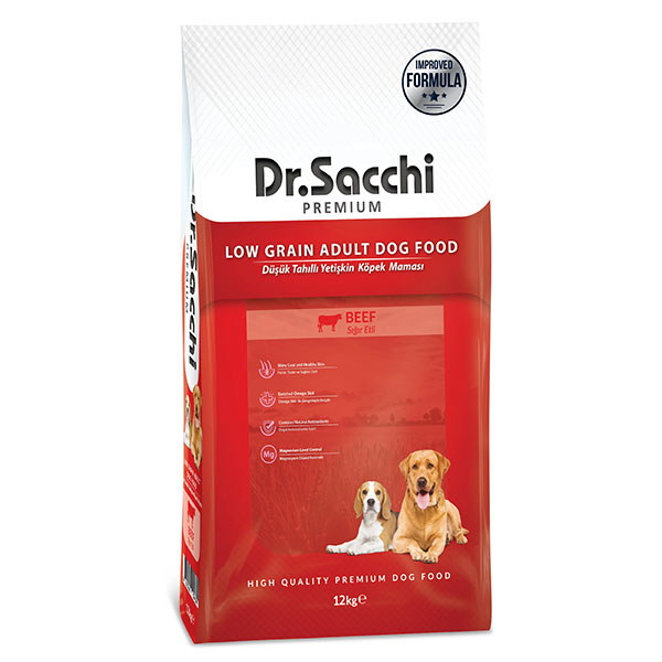 Dr.Sacchi Düşük Tahıllı Sığır Etli Yetişkin Köpek Maması 12kg - 1